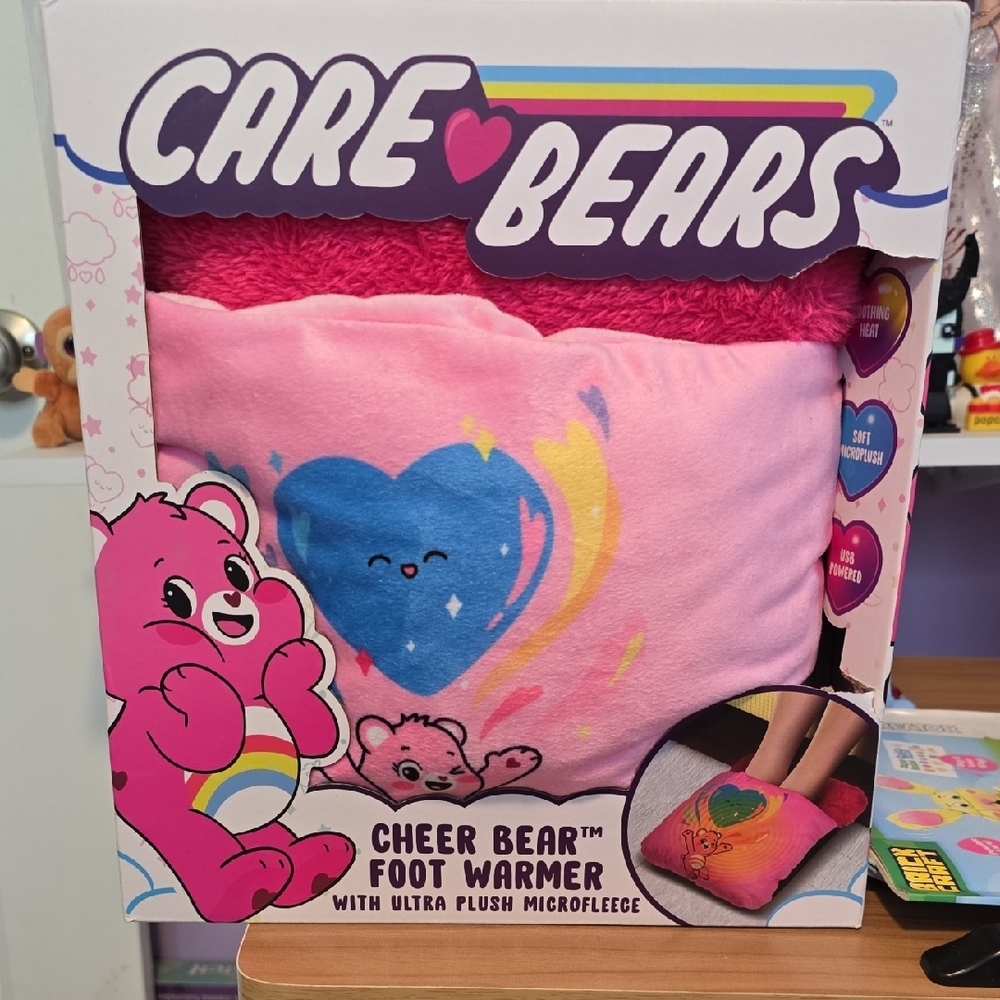 Care Bears Pink Cheer Bear Foot Warmer with Blue Heart and Rainbow Accent